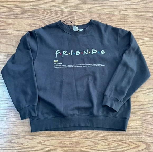 H&M Other - H&M Warner Bros Friends Embroidery Black Sweatshirt Size Medium